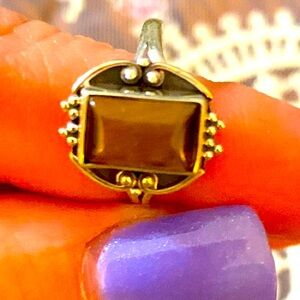 Elegant Sterling Silver and Brown Tigers Eye Ring